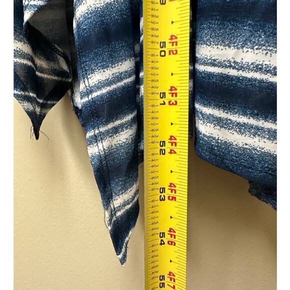 Vacation Euro Summer Blue White Ombre V-Neck Sleeveless Wrap Maxi Dress Size M - Picture 8 of 11